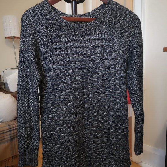2/$40 Calvin Klein black and silver long sleeve crew neck pullover sweater - Picture 1 of 15